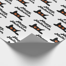 Nahtloses Black Cat Wrapping Paper: Happy Hallowee Geschenkpapier