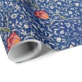 Nahtloses Blau mit Blume, schöne Geschenkverpackun Geschenkpapier (Rolleneckpunkt)