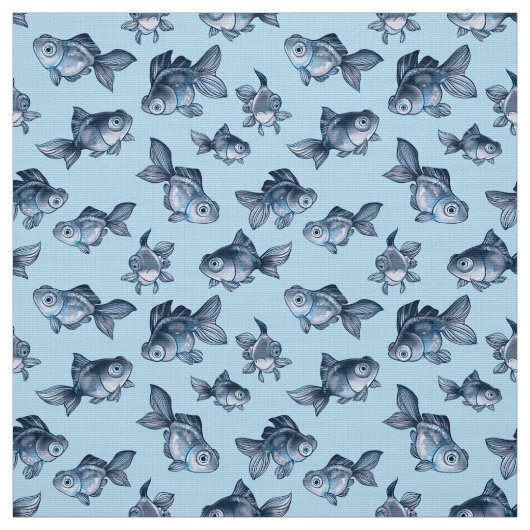 Nahtloses blaues Dekormuster mit Fisch Stoff (Muster)