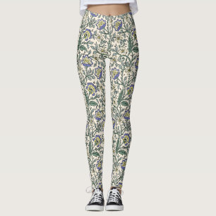Nahtloses blaues, gelbes und weißes Blumenmuster Leggings