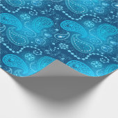 Nahtloses blaues Paisley-Muster. Eleganter Stil Geschenkpapier (Ecke)