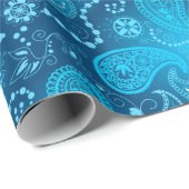 Nahtloses blaues Paisley-Muster. Eleganter Stil Geschenkpapier (Rolleneckpunkt)