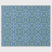 Nahtloses blaues und grünes Blumenmuster Geschenkpapier (Flach)