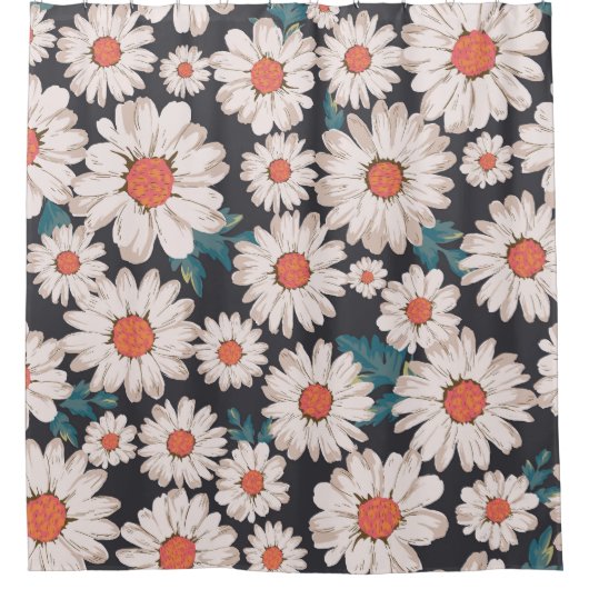 Nahtloses Blossom Daisy Blume Muster Duschvorhang (Vorderseite)