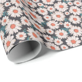 Nahtloses Blossom Daisy Blume Muster Geschenkpapier (Rolleneckpunkt)