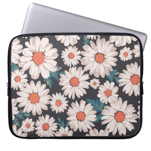 Nahtloses Blossom Daisy Blume Muster Laptopschutzhülle (Vorderseite)