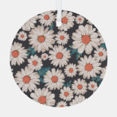 Nahtloses Blossom Daisy Blume Muster Ornament Aus Glas (Rückseite)