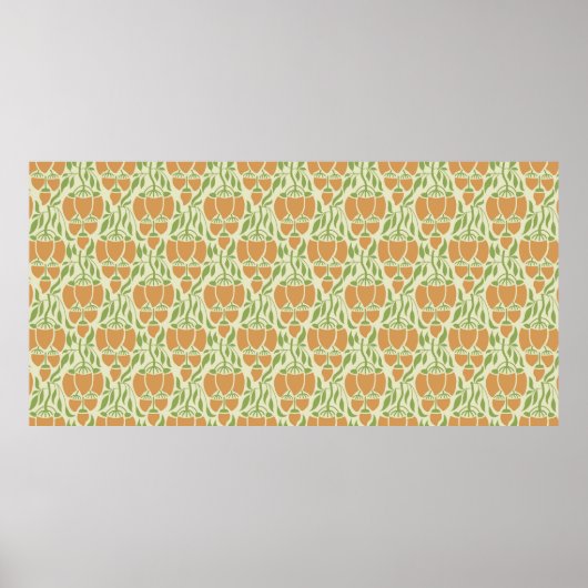 Nahtloses Blumendesign im Jugendstil Poster (Vorne)