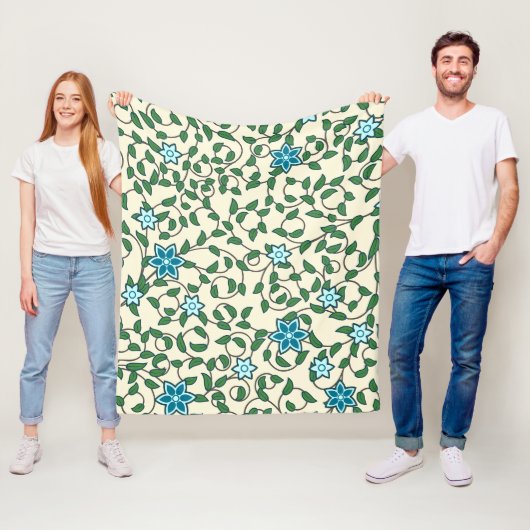 Nahtloses Blumenmuster auf beigem Hintergrund Fleecedecke (Beispiel)