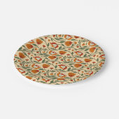 Nahtloses Blumenmuster auf beigem Hintergrund Pappteller (Schrägansicht)