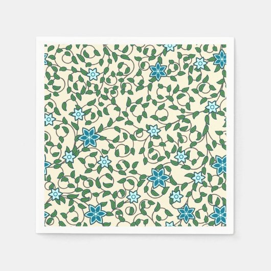 Nahtloses Blumenmuster auf beigem Hintergrund Serviette (Vorderseite)