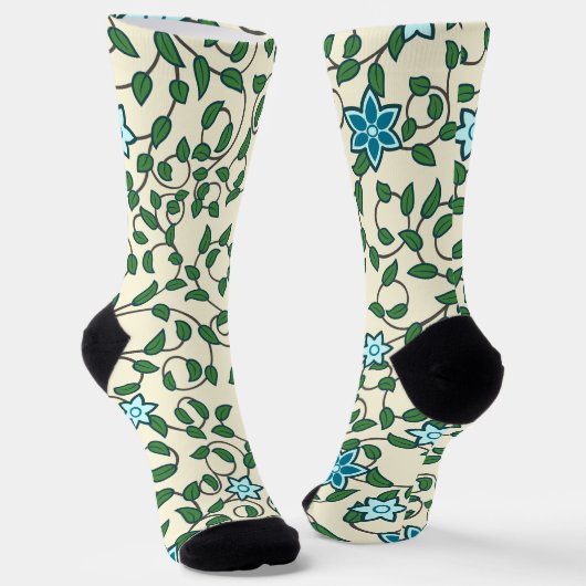 Nahtloses Blumenmuster auf beigem Hintergrund Socken (Gewinkelt)