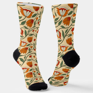 Nahtloses Blumenmuster auf beigem Hintergrund Socken
