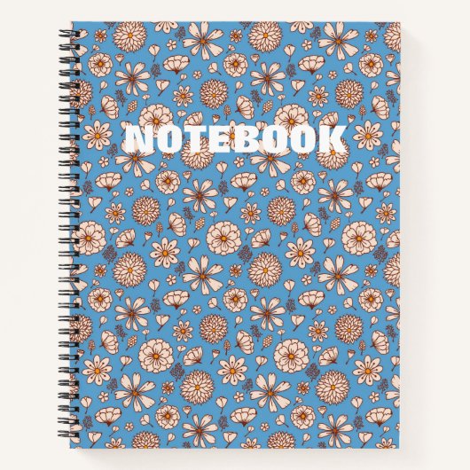 Nahtloses Blumenmuster blau Notizblock (Vorderseite)