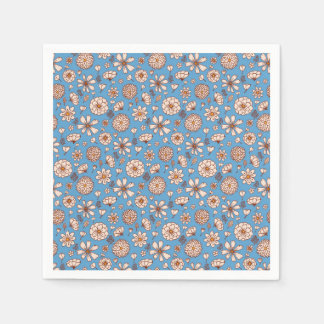 Nahtloses Blumenmuster blau Serviette