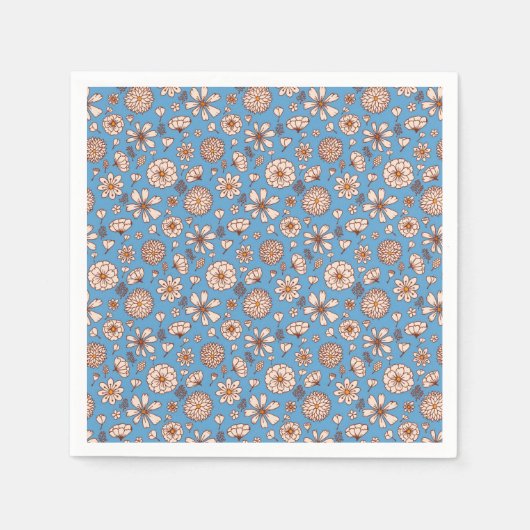 Nahtloses Blumenmuster blau Serviette (Vorderseite)
