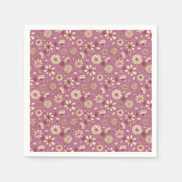Nahtloses Blumenmuster bordeauxrot Serviette