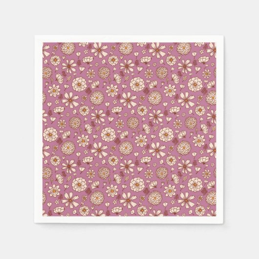 Nahtloses Blumenmuster bordeauxrot Serviette (Vorderseite)
