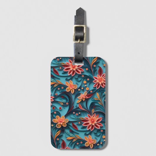 Nahtloses Blumenmuster - Gepäckstück Gepäckanhänger (Vorderseite Vertikal)