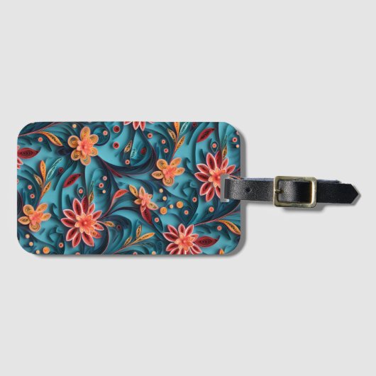 Nahtloses Blumenmuster - Gepäckstück Gepäckanhänger (Vorderseite (Horizontal))