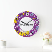Nahtloses Blumenmuster Große Wanduhr (Zuhause)