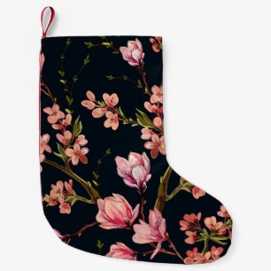 Nahtloses Blumenmuster Hintergrund mit handgezeich Kleiner Weihnachtsstrumpf