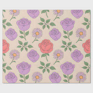 Nahtloses Blumenmuster mit farbenfrohen Rose Geschenkpapier