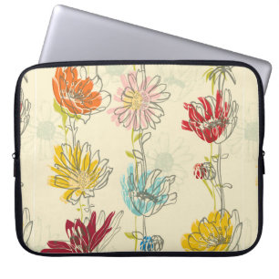 Nahtloses Blumenmuster mit handgezeichnet Blume Laptopschutzhülle