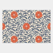 Nahtloses Blumenmuster mit leuchtend orangefarbene Geschenkpapier Set (Vorderseite 3)