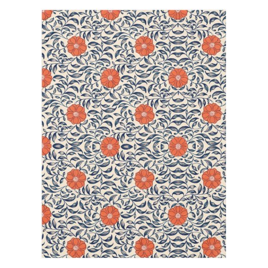 Nahtloses Blumenmuster mit leuchtend orangefarbene Tischdecke (Vorderseite)