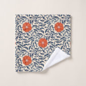 Nahtloses Blumenmuster mit leuchtender orangefarbe Badhandtuch Set (Waschlappen)