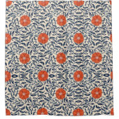 Nahtloses Blumenmuster mit leuchtender orangefarbe Duschvorhang (Vorderseite)
