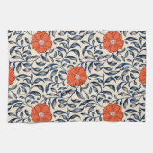 Nahtloses Blumenmuster mit leuchtender orangefarbe Geschirrtuch (Horizontal)