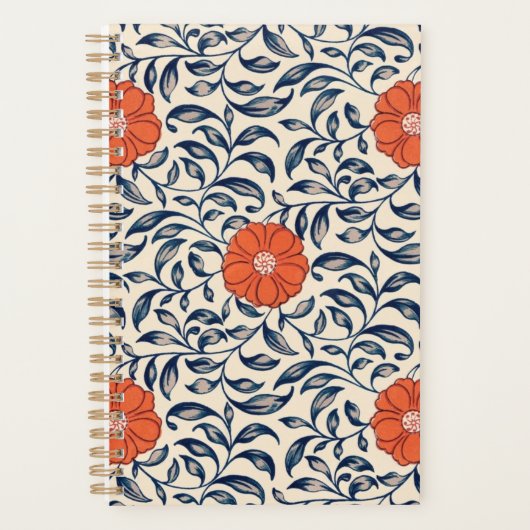 Nahtloses Blumenmuster mit leuchtender orangefarbe Planer (Vorderseite)