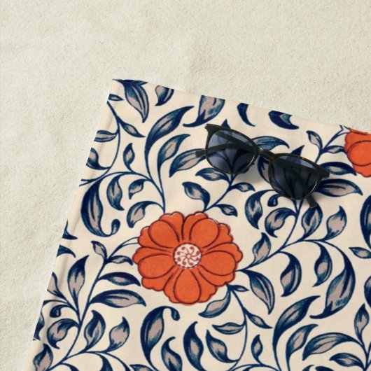 Nahtloses Blumenmuster mit leuchtender orangefarbe Strandtuch (Beispiel)