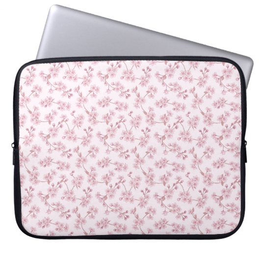 Nahtloses Blumenmuster mit rosa Kirschblüten Laptopschutzhülle (Vorderseite)