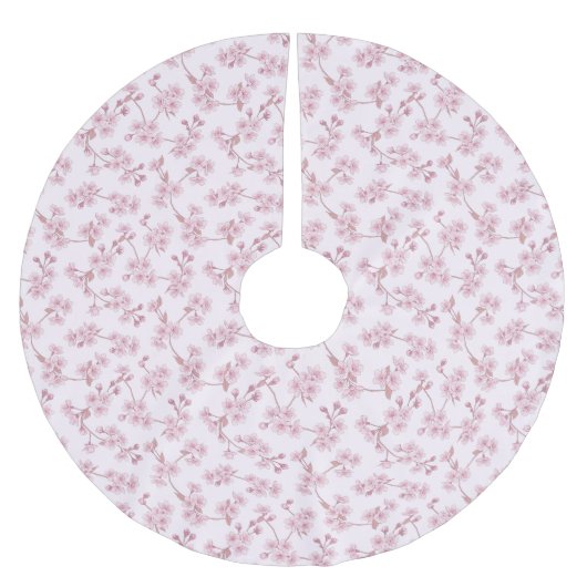 Nahtloses Blumenmuster mit rosa Kirschblüten Polyester Weihnachtsbaumdecke (Vorderseite)