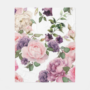 Nahtloses Blumenmuster mit Rosen, Aquarell. p Fleecedecke
