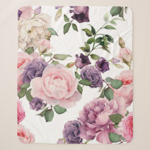 Nahtloses Blumenmuster mit Rosen, Aquarell. Sherpadecke