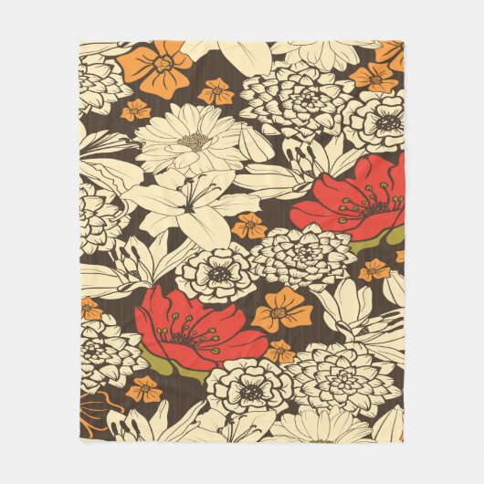 Nahtloses Blumenmuster mit roten Blume Fleecedecke (Vorderseite)