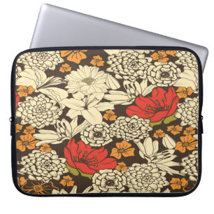 Nahtloses Blumenmuster mit roten Blume Laptopschutzhülle
