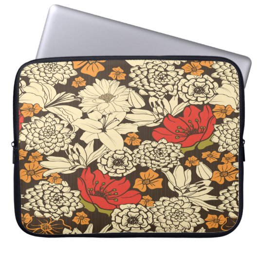 Nahtloses Blumenmuster mit roten Blume Laptopschutzhülle (Vorderseite)