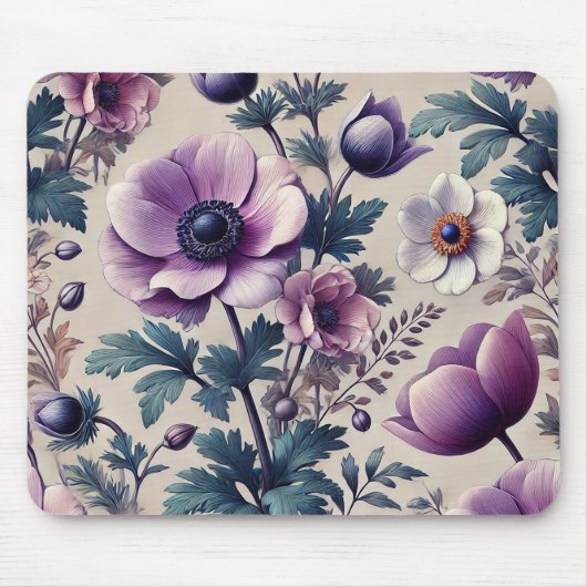 nahtloses Blumenmuster mit schöner Anemone Mousepad (Vorne)