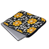Nahtloses Blumenmuster mit schwarzem Hintergrund,b Laptopschutzhülle (Vorne Knopf)