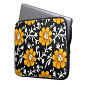 Nahtloses Blumenmuster mit schwarzem Hintergrund,b Laptopschutzhülle (Vorderseite Links)