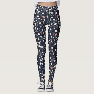 Nahtloses Blumenmuster mit weißen und gelben Blume Leggings
