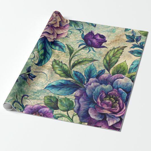 Nahtloses Blumenmuster Möbel Dekorationspapier Geschenkpapier (Ungerollt)
