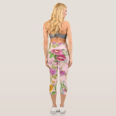 Nahtloses Blumenmuster Niedliches Vintages Blossom Capri Leggings (Rückseite)