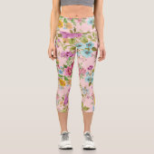 Nahtloses Blumenmuster Niedliches Vintages Blossom Capri Leggings (Vorderseite)