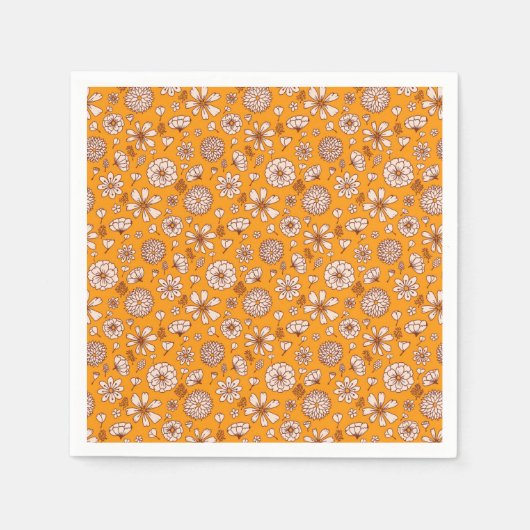 Nahtloses Blumenmuster orange Serviette (Vorderseite)